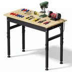 94.5" Heavy Duty Workbench, Height Adjustable Garage Work Table, Workstation Desk with Power Strip2, Workbench with Pegboard, 2000LBS Max Load