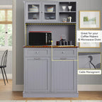 LOUVIXA 68.4" Kitchen Pantry Storage Cabinet, Freestanding Cupboard with Shelf, 2 Drawers and 1 Tilt Out Trash Cabinet, Tall Cabinets for Kitchen, Dinning Room, Living Room (White, Double Tilt)