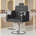 LOUVIXA Barber Chair Reclining, Salon Chairs for Hair Stylist, Height Adjustable Salon Styling Chair, Heavy Duty Barber Chairs, 360 Swivel Barbershop Chair (Rosa-Sliver, 330LBS)