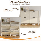LOUVIXA Shoe Cabinet with 4 Flip Drawers, Narrow Shoe Storage Cabinet, Freestanding Shoe Cabinet Organizer, Hidden Shoe Rack Cabinet for Entryway, Hallway (4-Drawers, Brown/4-drawers)