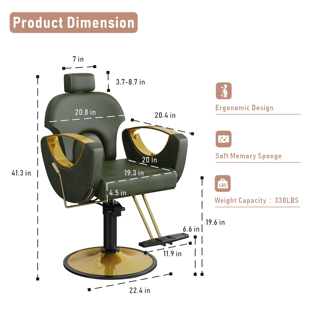 LOUVIXA Barber Chair for Hair Stylist, Height Adjustable Hydraulic Hair Reclining Salon Chair, 360 Degrees Rotation, Multi-Function Shampoo Chair for Salon Barbershop (Grey)