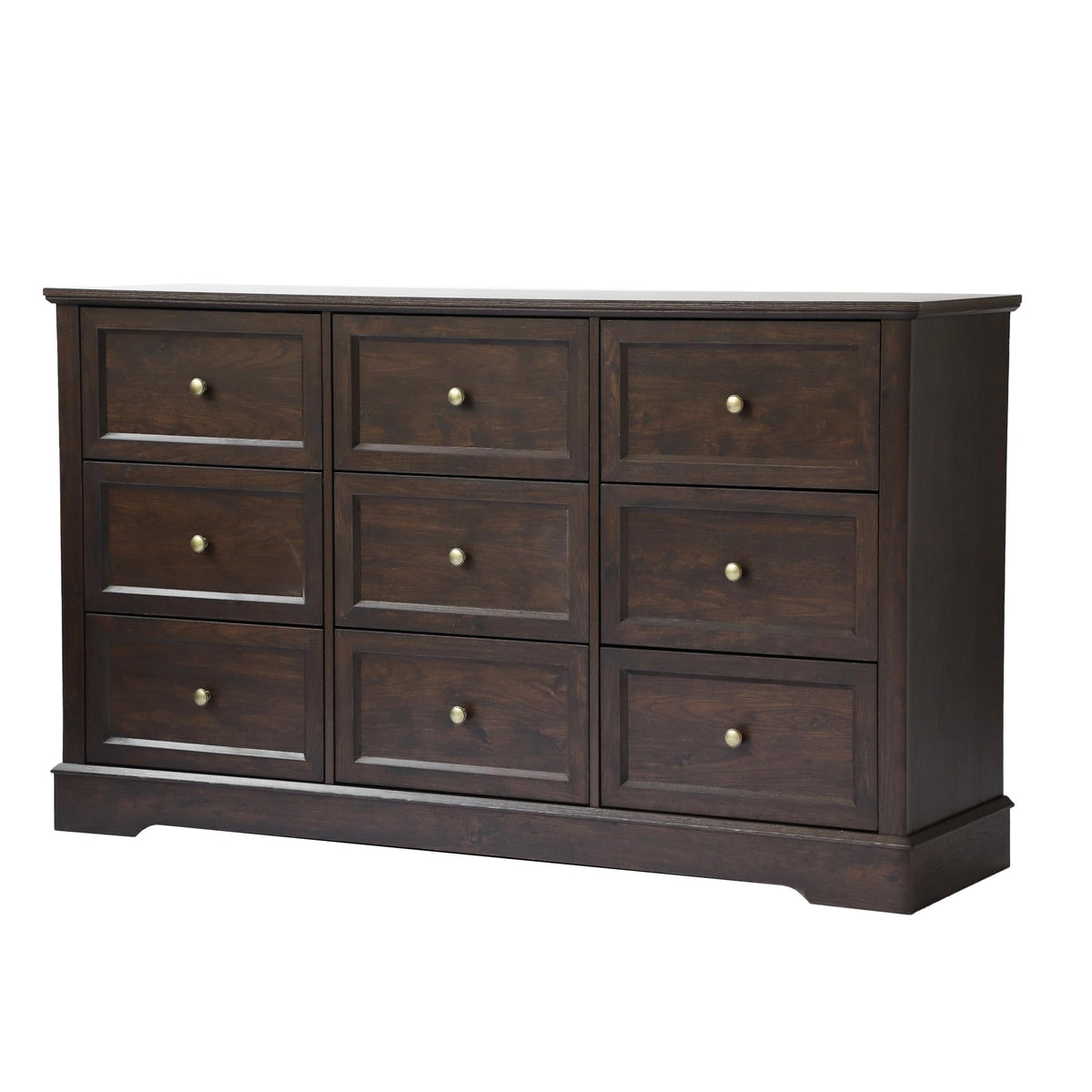LOUVIXA Farmhouse Dresser 9 Drawer, Bedroom Chest of Drawers, Dressers with 9 Drawers, Wooden Dressers for Bedroom, Living Room, Tv Stand, Entryway(Rustic Yellow)