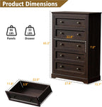 LOUVIXA Farmhouse Bedroom Sets of 4, Including 9 Drawer Dresser, 5 Drawer Dressers and Nightstand Set of 2 with Charging Station (Brown Sets, 4 Pieces)