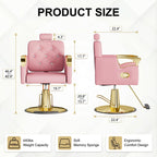 LOUVIXA Barber Chair Reclining, Salon Chairs for Hair Stylist, Height Adjustable Salon Styling Chair, Heavy Duty Barber Chairs, 360 Swivel Barbershop Chair (Rosa-Sliver, 330LBS)