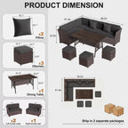 LOUVIXA 7 Pieces Patio Furniture Set, Outdoor Patio Furniture, Wicker Conversation Set with Dining Table, Chairs and Ottoman (6237 Grey-Brown)