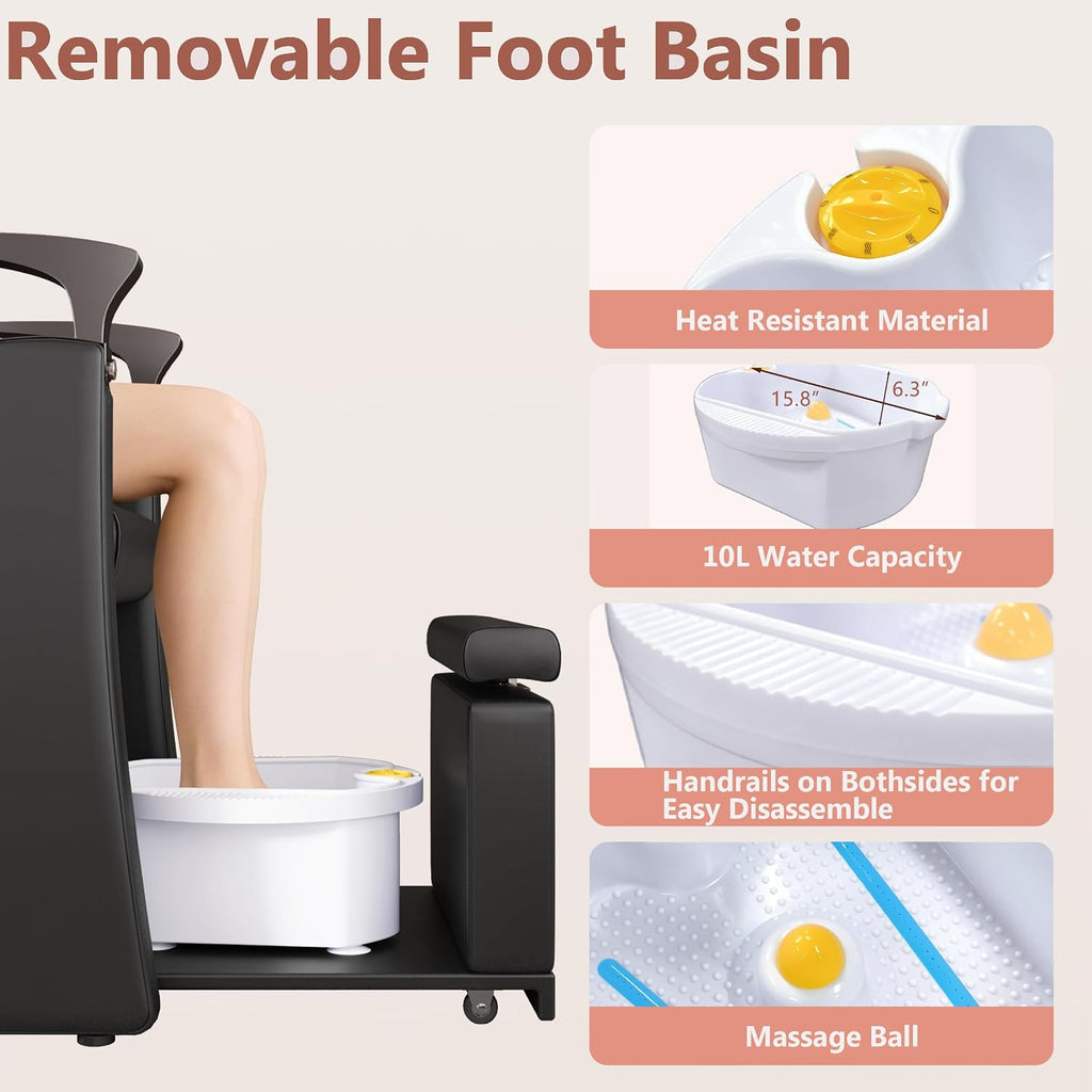 LOUVIXA Pedicure Station for Nail Tech, No Plumbing Pedicure Chair with Massage Pedicure Tub