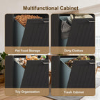 LOUVIXA Tilt Out Trash Can Cabinet Dog Proof with Double Wood Hidden Trash Can Holder, Kitchen Free Standing Recycling Cabinet（Black）