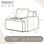 Modular Sectional Sofa, Boneless Couches for Living Room, Corduroy Couch, Big Comfy Couch, Modular Cloud Sofa with Deep Seat (Grey, 2 Pieces-Loveseat)