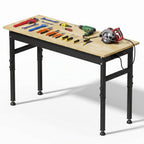 94.5" Heavy Duty Workbench, Height Adjustable Garage Work Table, Workstation Desk with Power Strip2, Workbench with Pegboard, 2000LBS Max Load
