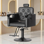 LOUVIXA Barber Chair Reclining, Salon Chairs for Hair Stylist, Height Adjustable Salon Styling Chair, Heavy Duty Barber Chairs, 360 Swivel Barbershop Chair (Rosa-Sliver, 330LBS)