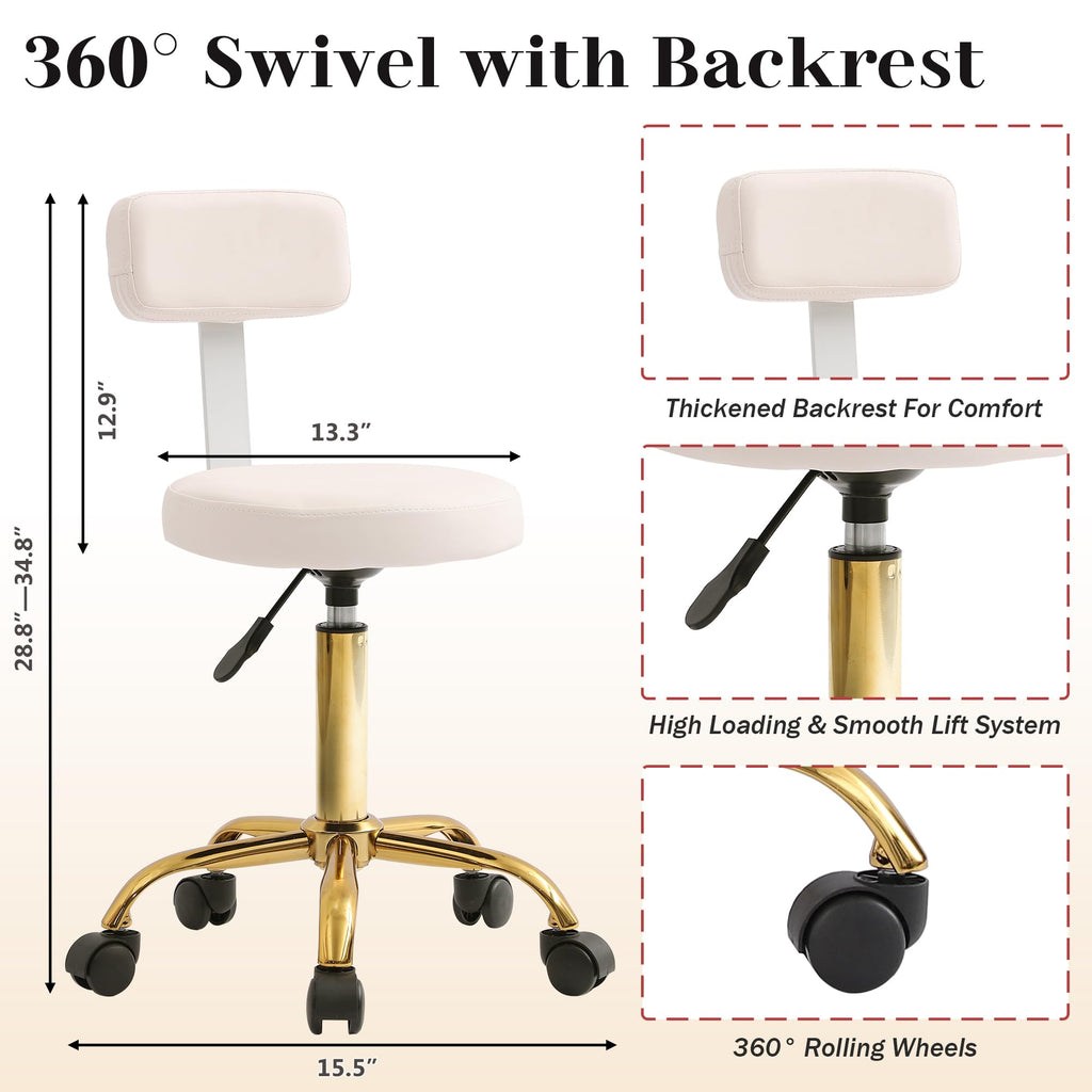 LOUVIXA Pedicure Station No Plumbing, Hydraulic Pedicure Chair for Nail Tech, Height Adjustable Reclining Pedicure Station Unit, with Massage Foot Bath (Cream White-Pillow)