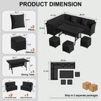 LOUVIXA 7 Pieces Patio Furniture Set, Outdoor Patio Furniture, Wicker Conversation Set with Dining Table, Chairs and Ottoman (6237 Grey-Brown)
