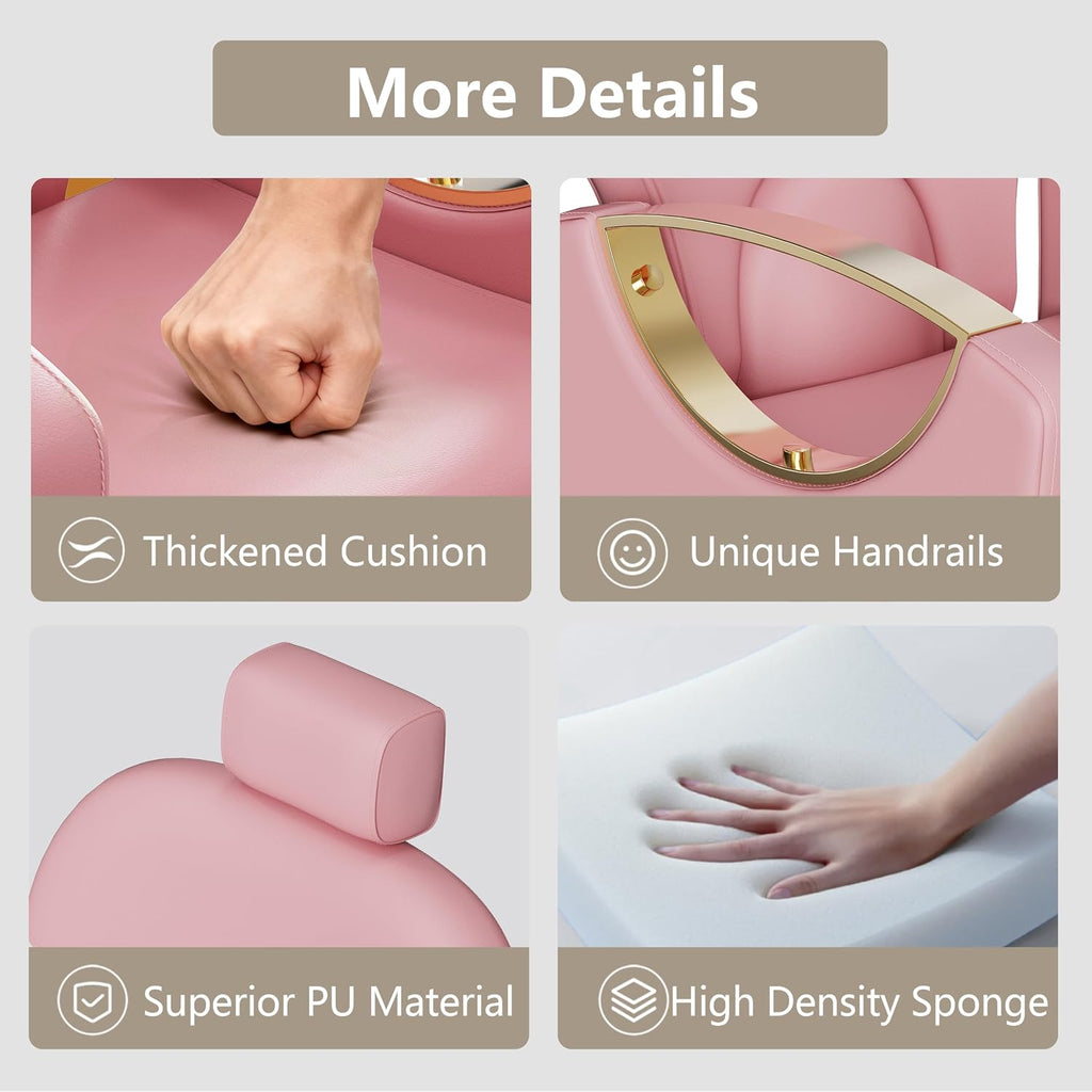 LOUVIXA Pedicure Station for Nail Tech, Reclining Pedicure Chair with Massage Foot Bath, No Plumbing Pedicure Station Unit (Sweet Pink)