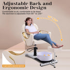 LOUVIXA Pedicure Station No Plumbing, Hydraulic Pedicure Chair for Nail Tech, Height Adjustable Reclining Pedicure Station Unit, with Massage Foot Bath (Cream White-Pillow)