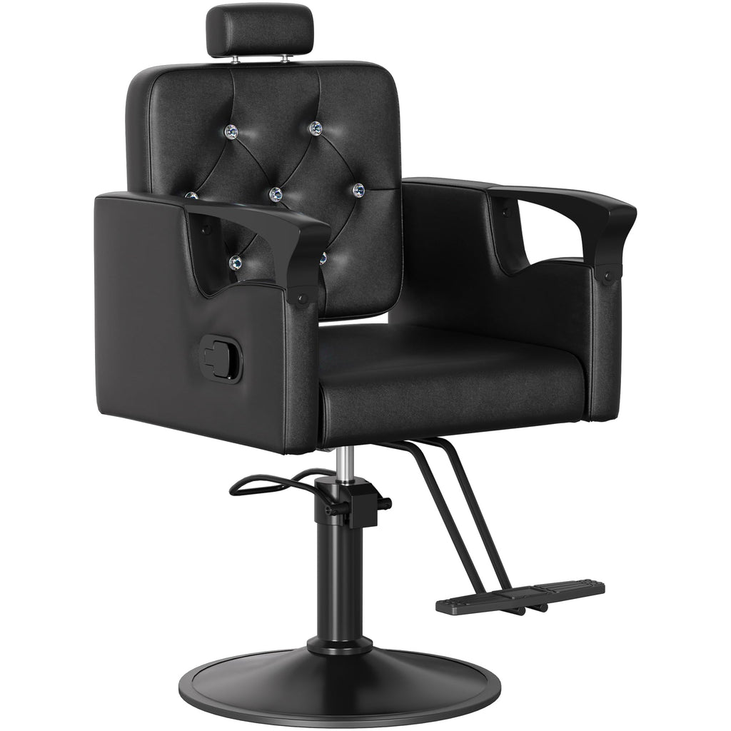LOUVIXA Barber Chair Reclining, Salon Chairs for Hair Stylist, Height Adjustable Salon Styling Chair, Heavy Duty Barber Chairs, 360 Swivel Barbershop Chair (Rosa-Sliver, 330LBS)