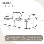 Modular Sectional Sofa, Boneless Couches for Living Room, Corduroy Couch, Big Comfy Couch, Modular Cloud Sofa with Deep Seat (Grey, 2 Pieces-Loveseat)