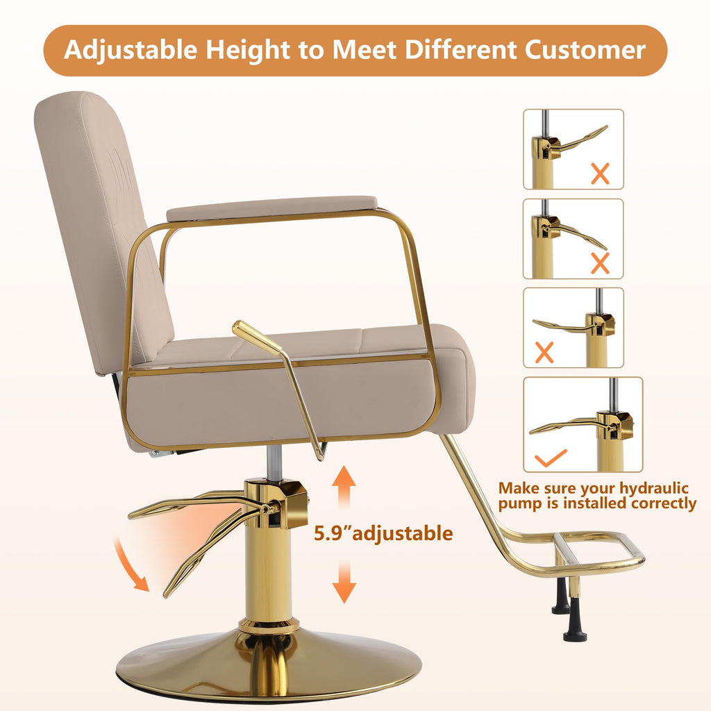Barber Salon Chair for Hair Sylist, Hydraulic Salon Chairs with Headrest, Height Adjustable Barber Chairs, Reclining Barber Styling Chairs, 360 Degrees Rotation Shampoo Chair for Barbershop(White)