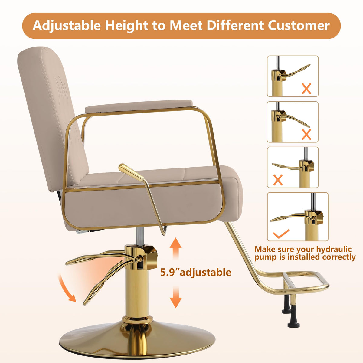 Barber Salon Chair for Hair Sylist, Hydraulic Salon Chairs with Headrest, Height Adjustable Barber Chairs, Reclining Barber Styling Chairs, 360 Degrees Rotation Shampoo Chair for Barbershop(White)