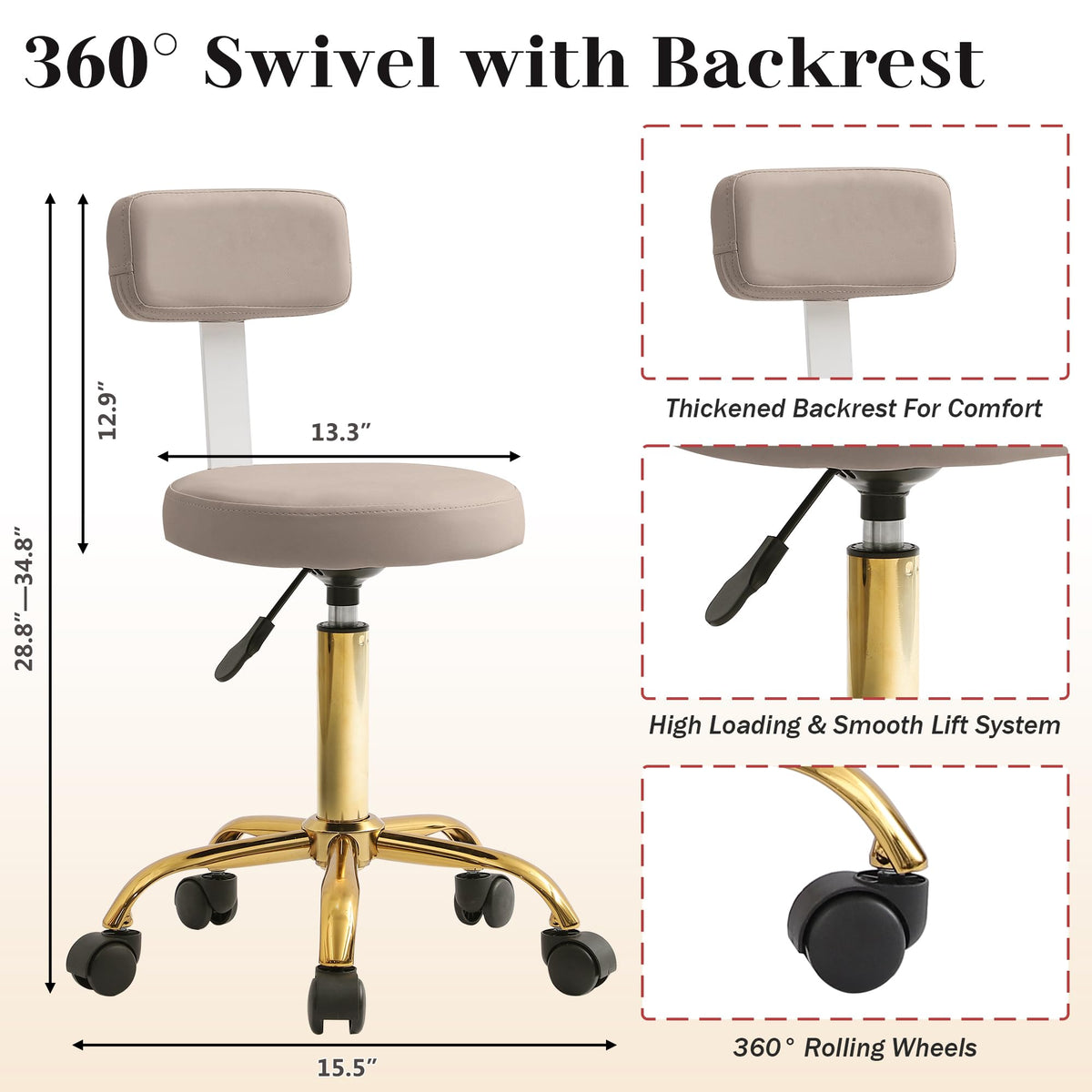 LOUVIXA Pedicure Station No Plumbing, Hydraulic Pedicure Chair for Nail Tech, Height Adjustable Reclining Pedicure Station Unit, with Massage Foot Bath (Cream White-Pillow)