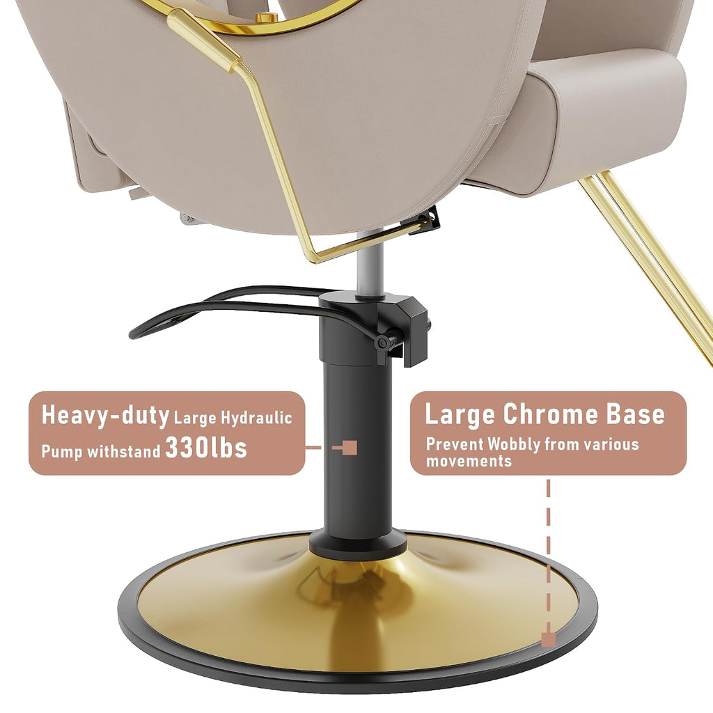 LOUVIXA Barber Chair for Hair Stylist, Height Adjustable Hydraulic Hair Reclining Salon Chair, 360 Degrees Rotation, Multi-Function Shampoo Chair for Salon Barbershop (Grey)