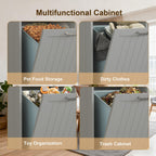 LOUVIXA Tilt Out Trash Can Cabinet Dog Proof with Double Wood Hidden Trash Can Holder, Kitchen Free Standing Recycling Cabinet（Black）