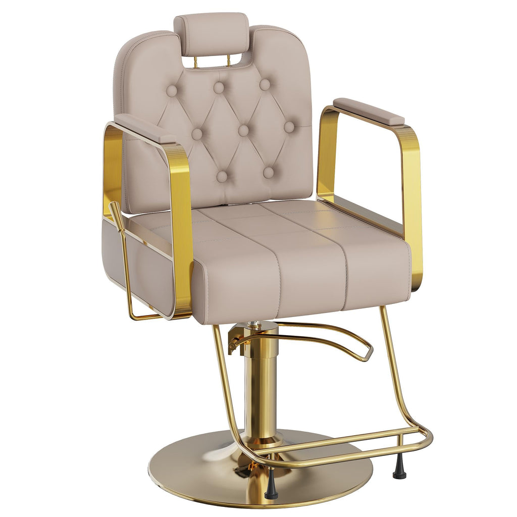 Barber Salon Chair for Hair Sylist, Hydraulic Salon Chairs with Headrest, Height Adjustable Barber Chairs, Reclining Barber Styling Chairs, 360 Degrees Rotation Shampoo Chair for Barbershop(White)