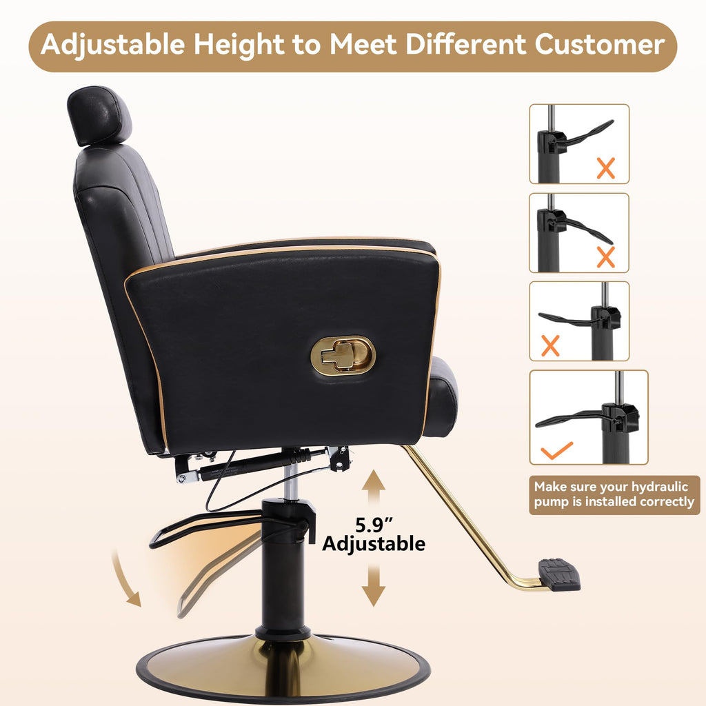 LOUVIXA Height Adjustable Salon Chair for Hair Sylist, Reclining Salon Hair Chairs, Hydraulic Barber Chair, 360 Degree Swivel Shampoo Chairset for Barbershop (Grey)