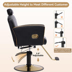 LOUVIXA Height Adjustable Salon Chair for Hair Sylist, Reclining Salon Hair Chairs, Hydraulic Barber Chair, 360 Degree Swivel Shampoo Chairset for Barbershop (Grey)