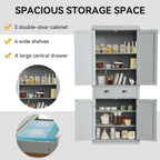 LOUVIXA 72" Kitchen Pantry Storage Cabinet, Freestanding Cupboard with 2 Cabinets, Drawer and Adjustable Shelves, Tall Storage Cabinet for Kitchen, Dinning Room, Living Room (White)