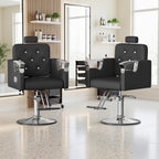 LOUVIXA Barber Chair Reclining, Salon Chairs for Hair Stylist, Height Adjustable Salon Styling Chair, Heavy Duty Barber Chairs, 360 Swivel Barbershop Chair (Rosa-Sliver, 330LBS)