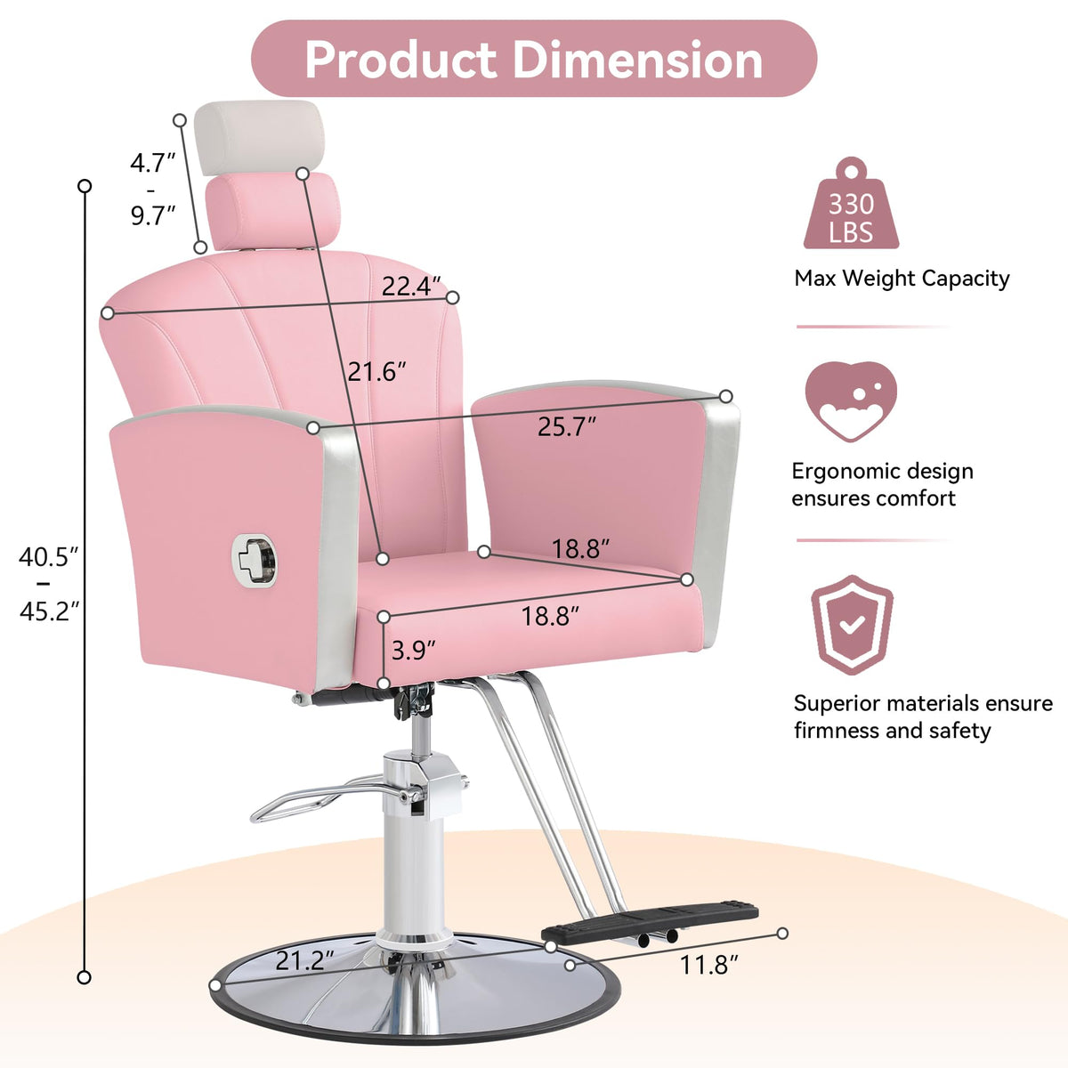 LOUVIXA Height Adjustable Salon Chair for Hair Sylist, Reclining Salon Hair Chairs, Hydraulic Barber Chair, 360 Degree Swivel Shampoo Chairset for Barbershop (Grey)