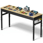 94.5" Heavy Duty Workbench, Height Adjustable Garage Work Table, Workstation Desk with Power Strip2, Workbench with Pegboard, 2000LBS Max Load