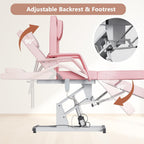 LOUVIXA Electric Height Adjustable Tattoo Bed, Electric Lift Massage Table, Multi-Purpose Massage Tattoo Lash Waxing Table for Beauty Barber Spa, Height Backrest Footrest Adjustable (Pink)