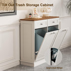 LOUVIXA Tilt Out Trash Can Cabinet Dog Proof with Double Wood Hidden Trash Can Holder, Kitchen Free Standing Recycling Cabinet（Black）