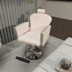 LOUVIXA Height Adjustable Salon Chair for Hair Sylist, Reclining Salon Hair Chairs, Hydraulic Barber Chair, 360 Degree Swivel Shampoo Chairset for Barbershop (Grey)