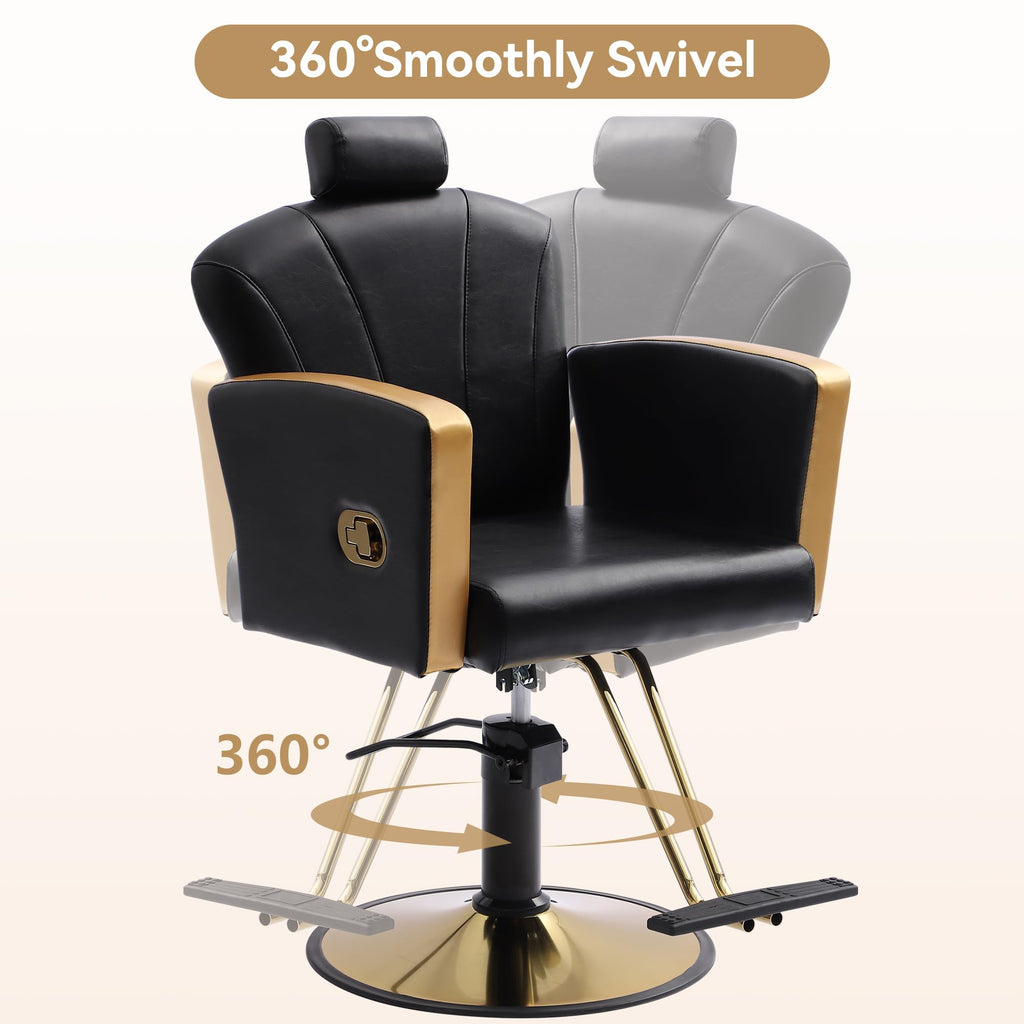 LOUVIXA Height Adjustable Salon Chair for Hair Sylist, Reclining Salon Hair Chairs, Hydraulic Barber Chair, 360 Degree Swivel Shampoo Chairset for Barbershop (Grey)