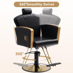 LOUVIXA Height Adjustable Salon Chair for Hair Sylist, Reclining Salon Hair Chairs, Hydraulic Barber Chair, 360 Degree Swivel Shampoo Chairset for Barbershop (Grey)