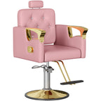 LOUVIXA Barber Chair Reclining, Salon Chairs for Hair Stylist, Height Adjustable Salon Styling Chair, Heavy Duty Barber Chairs, 360 Swivel Barbershop Chair (Rosa-Sliver, 330LBS)