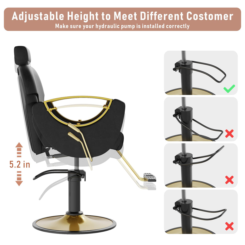 LOUVIXA Barber Chair for Hair Stylist, Height Adjustable Hydraulic Hair Reclining Salon Chair, 360 Degrees Rotation, Multi-Function Shampoo Chair for Salon Barbershop (Grey)