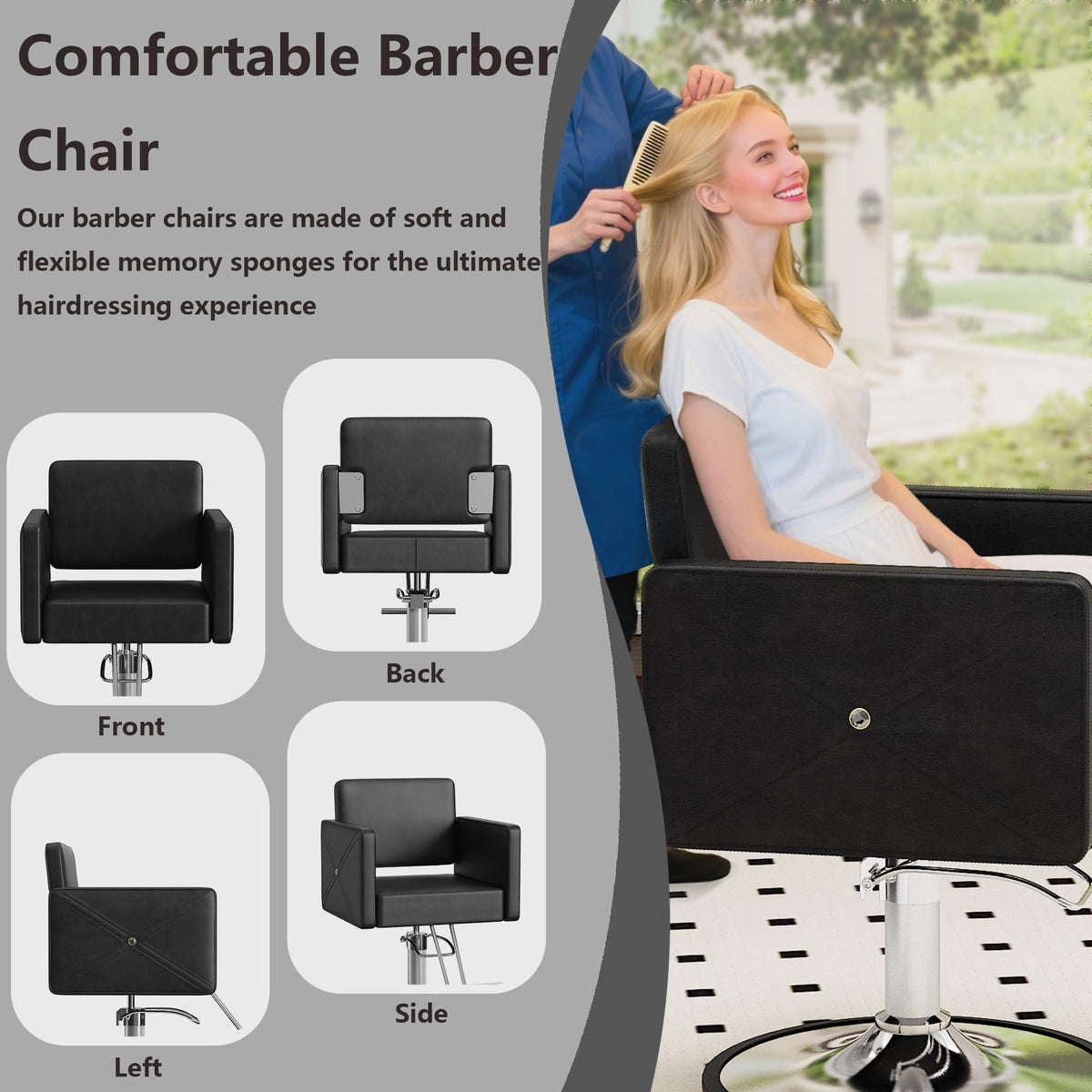LOUVIXA Barber Salon Chairs for Hair Stylist, Height Adjustable Hydraulic Salon Chair, 360 Degrees Rotation, Multi-Function Shampoo Chair for Home Barbershop, Pink