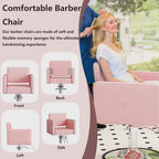 LOUVIXA Barber Salon Chairs for Hair Stylist, Height Adjustable Hydraulic Salon Chair, 360 Degrees Rotation, Multi-Function Shampoo Chair for Home Barbershop, Pink
