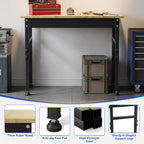 94.5" Heavy Duty Workbench, Height Adjustable Garage Work Table, Workstation Desk with Power Strip2, Workbench with Pegboard, 2000LBS Max Load