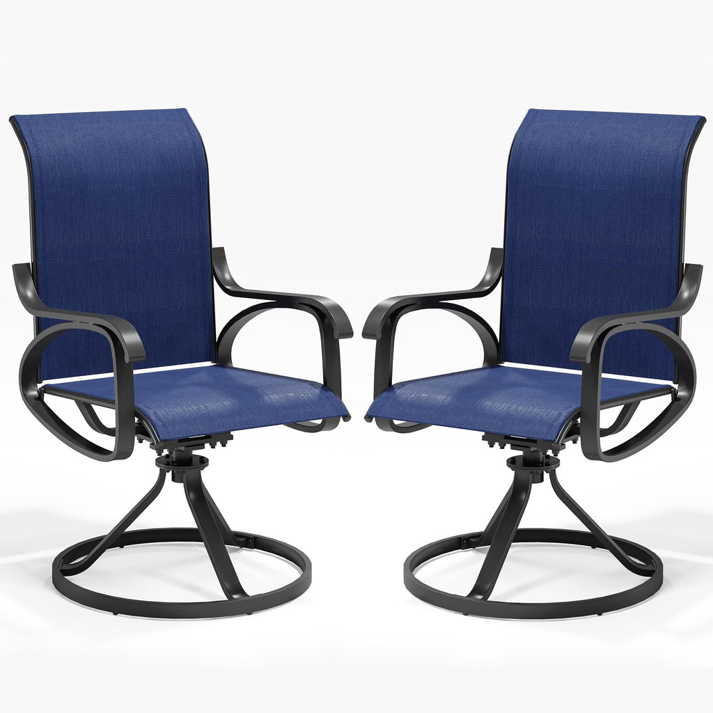 LOUVIXA Patio Swivel Chair Set of 8, All-Weather Patio Swivel Rocking Chair, High Back Patio Dining Chairs for Backyard, Porch, Lawn, Garden(8, Navy Blue)