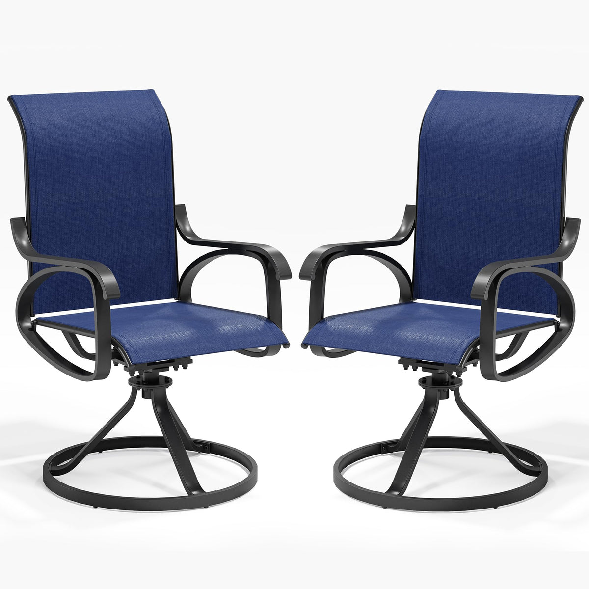 LOUVIXA Patio Swivel Chair Set of 8, All-Weather Patio Swivel Rocking Chair, High Back Patio Dining Chairs for Backyard, Porch, Lawn, Garden(8, Navy Blue)