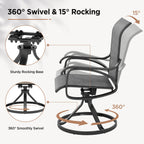 LOUVIXA Patio Swivel Chair Set of 8, All-Weather Patio Swivel Rocking Chair, High Back Patio Dining Chairs for Backyard, Porch, Lawn, Garden(8, Navy Blue)