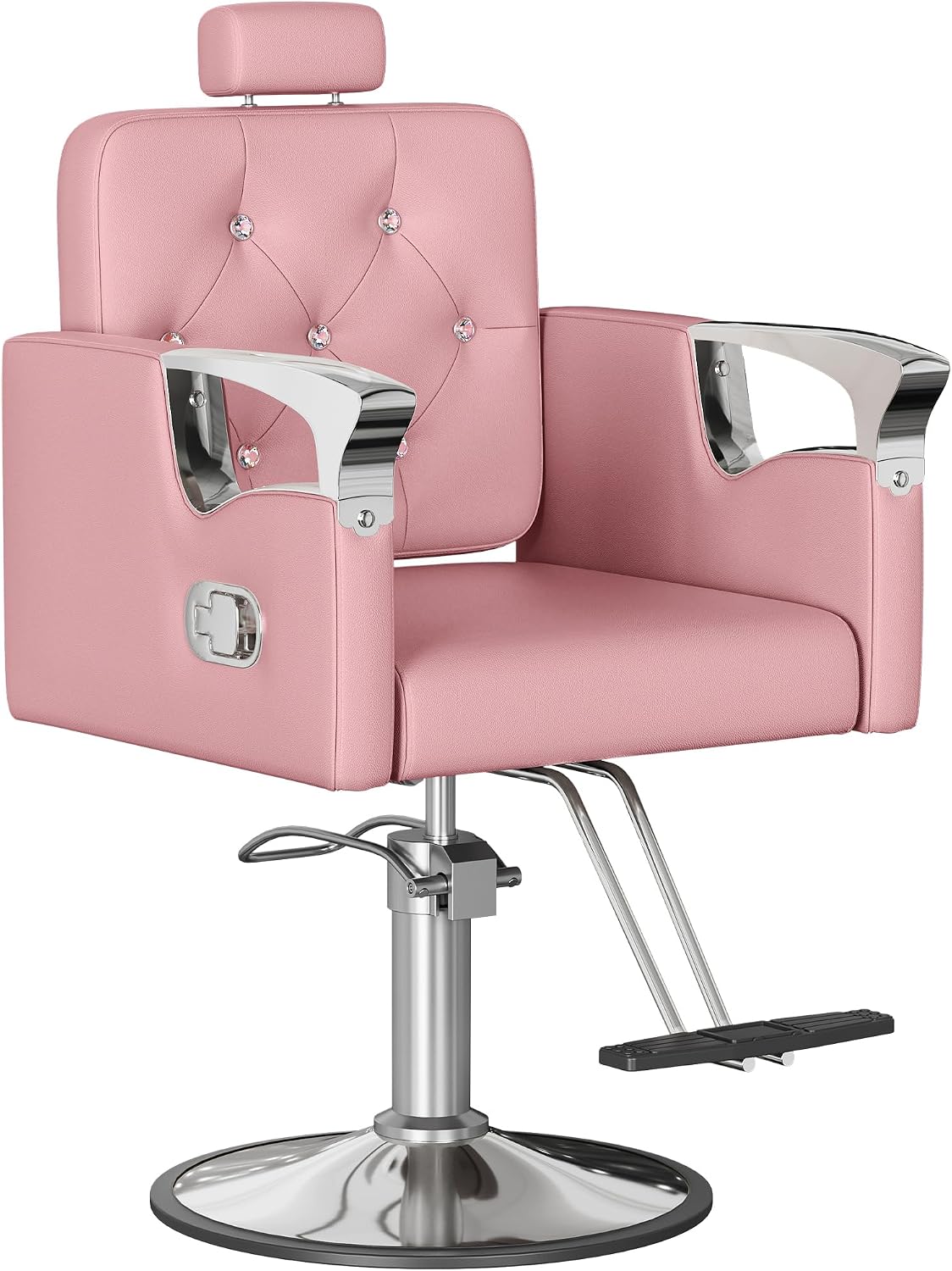 LOUVIXA Barber Chair Reclining, Salon Chairs for Hair Stylist, Height Adjustable Salon Styling Chair, Heavy Duty Barber Chairs, 360 Swivel Barbershop Chair (Rosa-Sliver, 330LBS)