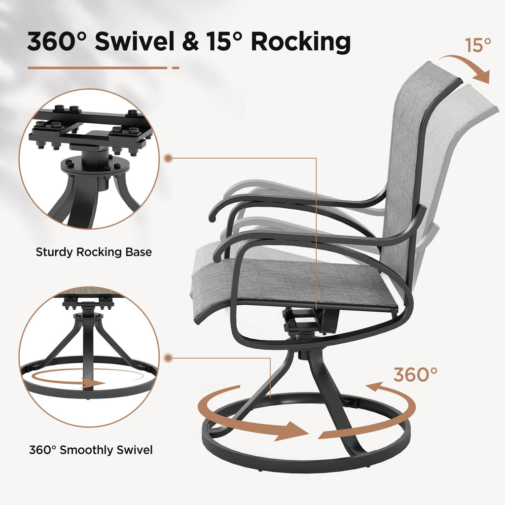 LOUVIXA Patio Swivel Chair Set of 8, All-Weather Patio Swivel Rocking Chair, High Back Patio Dining Chairs for Backyard, Porch, Lawn, Garden(8, Navy Blue)