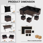 LOUVIXA 7 Pieces Patio Furniture Set, Outdoor Patio Furniture, Wicker Conversation Set with Dining Table, Chairs and Ottoman (6237 Grey-Brown)