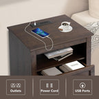LOUVIXA Farmhouse Bedroom Sets of 3, Including 9 Drawer Dresser, Nightstand Set of 2 with Charging Station (Brown Sets, 3 Pieces-9 Drawer Dresser+2 Nightstand)
