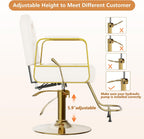 Barber Salon Chair for Hair Sylist, Hydraulic Salon Chairs with Headrest, Height Adjustable Barber Chairs, Reclining Barber Styling Chairs, 360 Degrees Rotation Shampoo Chair for Barbershop(White)